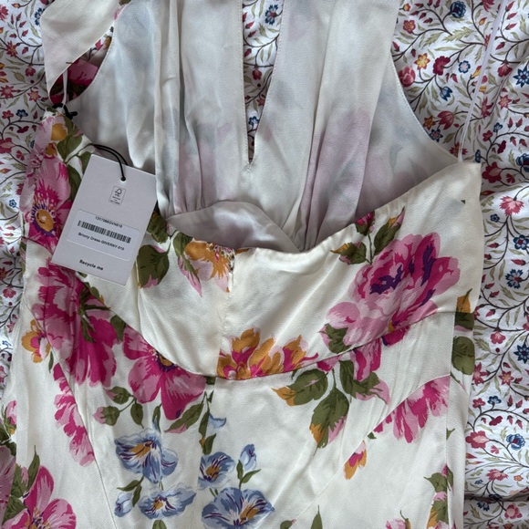 REFORMATION Briony Dress Giverny Floral Maxi A-line Halter Dress NWT - Picture 7 of 11